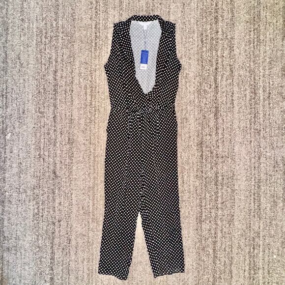 Popsugar Women's Rayon Black Polka Dot Romper Jumpsuit Dress NWT Small - Picture 3 of 8